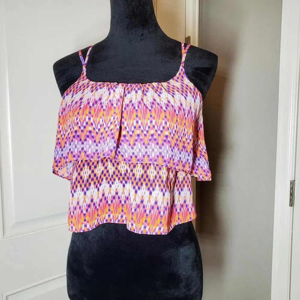 Arizona Jean Company Women's Purple and Orange Spaghetti Strap Cami Size XS